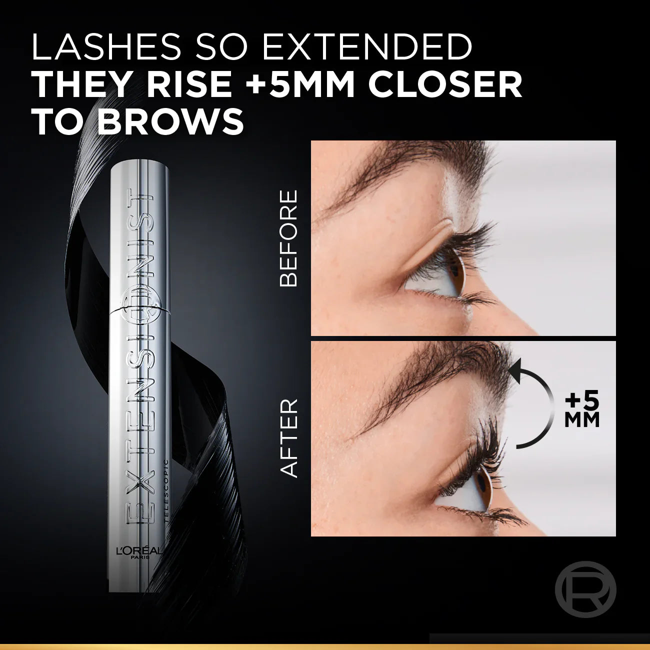 Telescopic Extensionist Mascara for 24H Long-Lasting Curl, Volume, and Exceptional Lengthening Eyelashes with Eyelash-Extension Effect