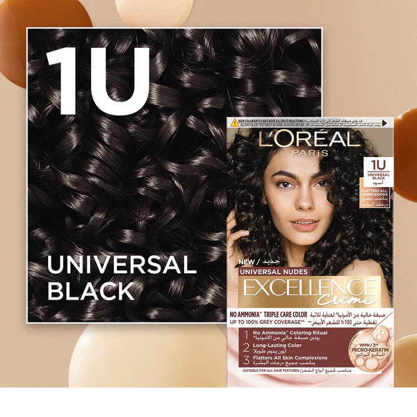 Excellence Creme Universal Nudes Hair Coloration, Ammonia-free Conditioning Coloration with Micro Keratin for Long-lasting 100% Grey Coverage Natural Coloration