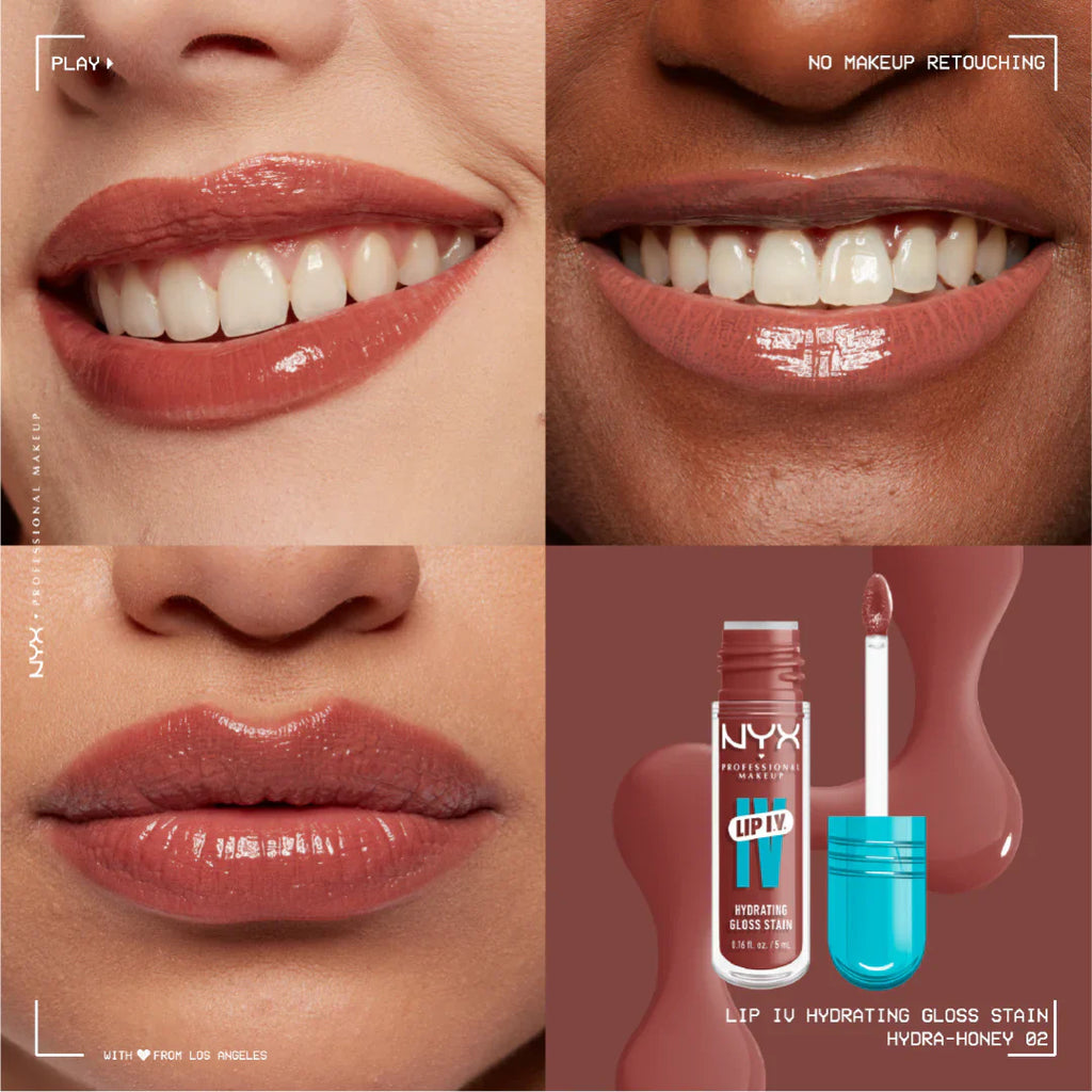Lip IV Hydrating Gloss Stain, Lip Gloss, Up to 12HR Hydration, High Pigment, Wet Shine Finish