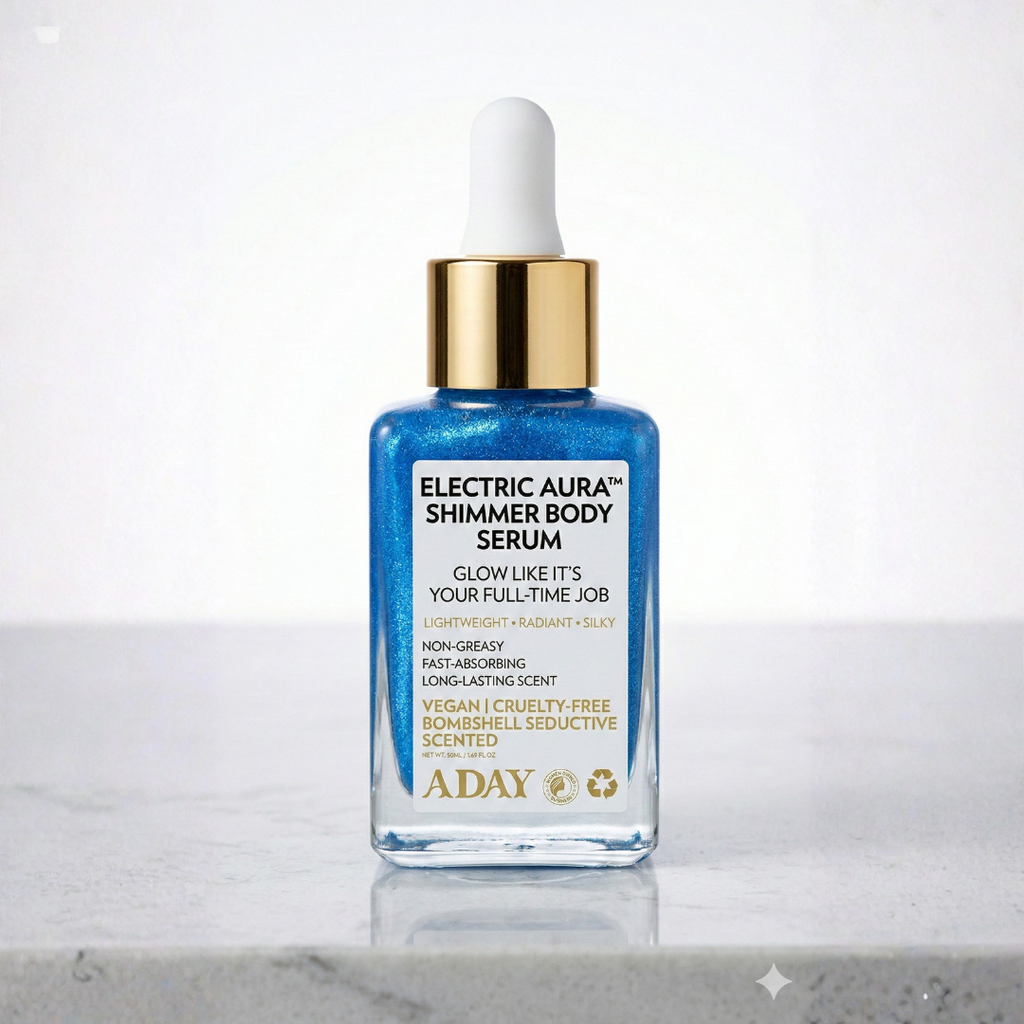 Electric Aura Shimmer Body Serum – Radiant Blue Glow