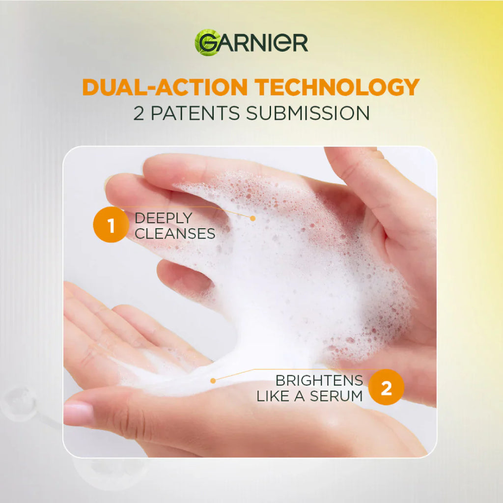 Garnier Fast Bright Serum Cleanser - Dual Action Foam Cleanser, Brightens in 1 Wash - For All Skin Types, Even Sensitive Skin - 100 ml
